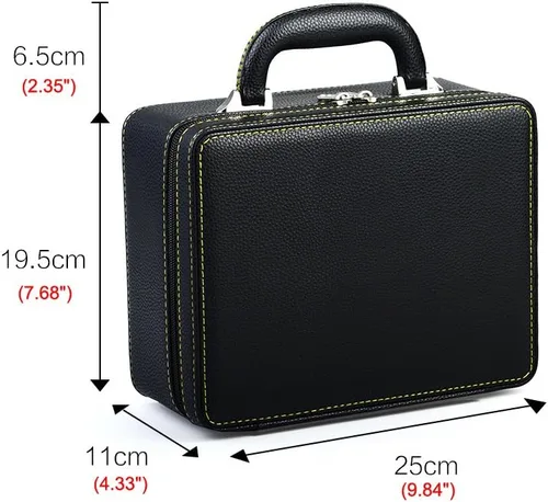 Miniatura 6 de Oirlv Joyero de viaje de cuero negro Caja de almacenamiento de joyería