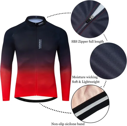Miniatura 4 de Camisas de ciclismo de manga larga con bolsillos reflectantes cremallera completa MTB bicicleta desgaste