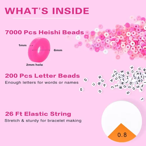 Miniatura 4 de ADIIL Kit de Fabricación de Pulseras con 7200 Piezas de Cuentas de Arcilla, Cuentas Heishi de Polímero de 6mm para Hacer Joyas, Kit de Pulseras