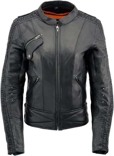 Miniatura 5 de Milwaukee Leather MLL2570 Chaqueta de Cuero para Motocicleta Negra 'Phoenix Embroidered' para Mujer Negro