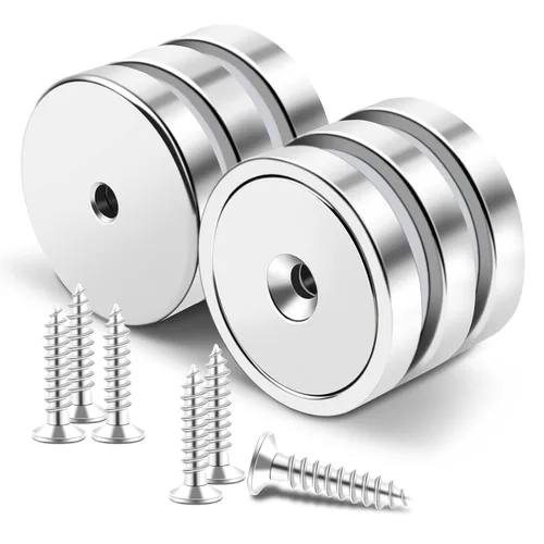 Miniatura 10 de MIKEDE Imanes fuertes con agujeros, 110 libras + imanes de neodimio fuertes con tornillos inoxidables para montaje en pared, imán de base redonda