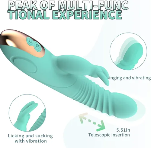 Miniatura 3 de Herramientas para adultos de empuje de conejo para mujeres 2026, el mejor juego de estimulación dual de placer, 8 modos de frecuencia y sensación