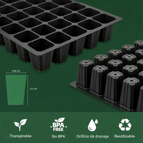 Miniatura 7 de Gardzen Juego de 5 bandejas de inicio de semillas, bandejas duraderas para germinación de plantas con cúpulas y bases ventiladas de humedad, ideal