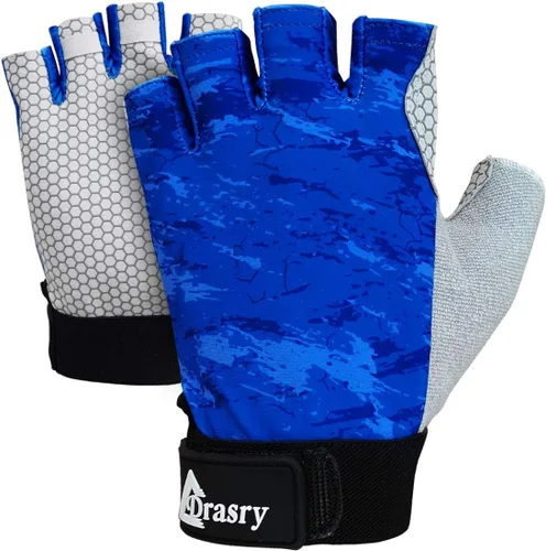 Miniatura 10 de Drasry Guantes de pesca UV sin dedos, protección solar para hombres y mujeres, UPF50+SPF para pesca, kayak, remo, senderismo, navegación, remo