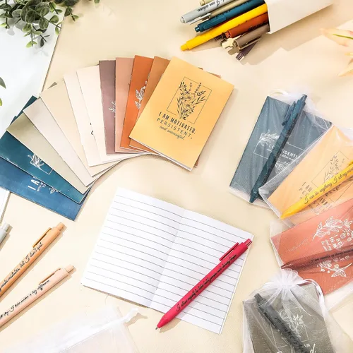 Miniatura 5 de Mooliwe Conjunto de Regalo de Afirmación Positiva de 24 Juegos/48 Piezas, Cuadernos de Gratitud con Bolígrafos, Bolsas Pequeñas, Blocs de Notas
