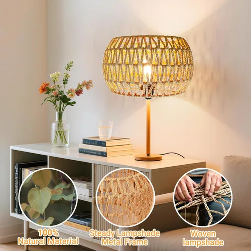 Miniatura 2 de Sombras de lámpara colgante de ratán bohemio, pantallas de lámpara tejidas para lámparas de pie, luces colgantes de ratán, lámpara bohemia, lámpara