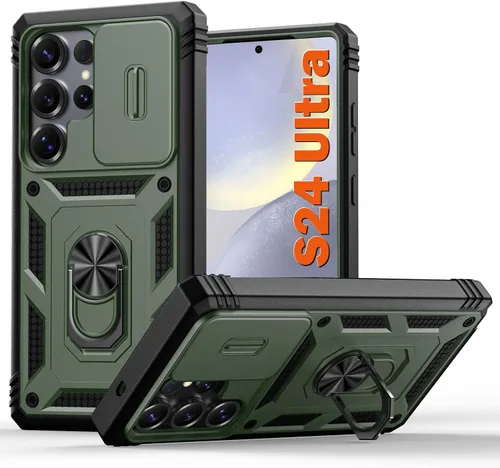 Miniatura 104 de PASNEW Funda para Samsung Galaxy S22 Ultra 5G, cubierta de cámara deslizante y soporte de dedo de metal giratorio de 360°, militar, resistente, a