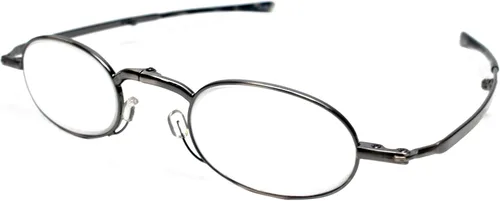 Calabria Gafas de lectura plegables con especificaciones plateadas, lectores de bolsillo plegables para hombres y mujeres, estuche rígido negro,
