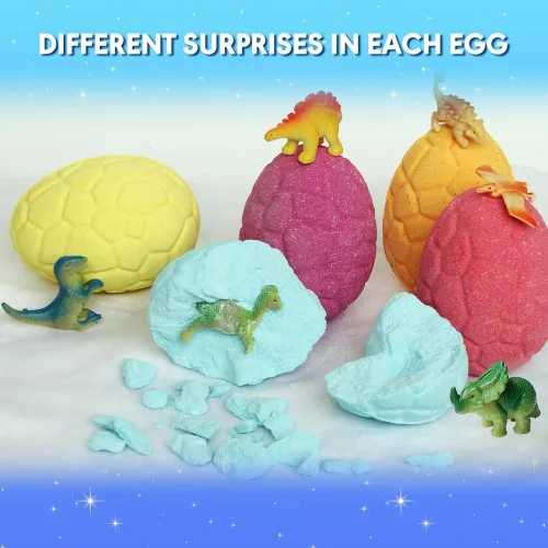 Miniatura 3 de KAV Bombas de baño de huevo de dinosaurio para niños, juego de regalo de 6 piezas de bombas de baño de dinosaurio con juguete sorpresa
