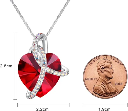 Miniatura 4 de PLATO H Collar de cristal de corazón trenzado para mujer y niña con elegante caja, joyería de aniversario, regalo de San Valentín para el día