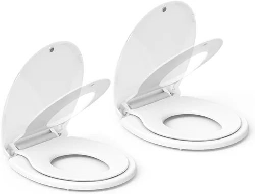 Miniatura 15 de Asiento de inodoro alargado duradero con cierre suave y lento, fácil de instalar y limpiar, nunca se afloja, blanco, se adapta a la mayoría