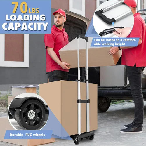 Miniatura 2 de Carretilla de Mano Plegable Trolley de Aluminio, Carrito Pequeño, Carrito de Mano Plegable Carrito Plegable de 2 Ruedas Trolley de Equipaje Carrito