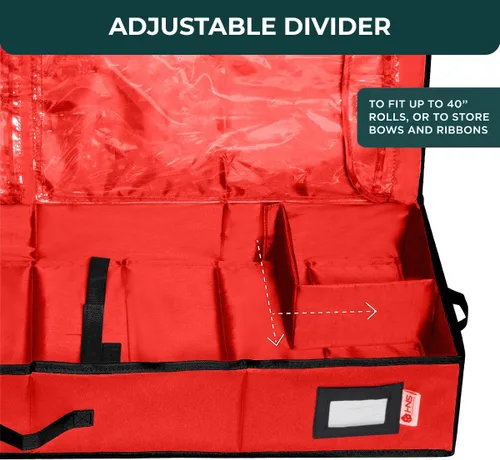 Miniatura 6 de HOLDN' STORAGE Contenedor de Almacenamiento de Papel de Regalo Premium - Duradero 600D a Prueba de Desgarros, Cabe 27 Rollos de Papel de Regalo, Rojo