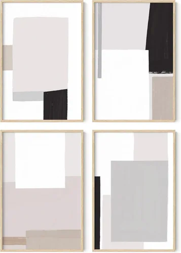 Miniatura 33 de HAUS AND HUES Arte abstracto para pared en blanco y negro, juego de 4 pósteres minimalistas en blanco y negro para paredes, pósteres estéticos Juego