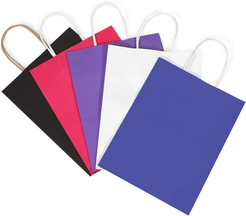 Miniatura 7 de REMTAP Bolsas de papel de regalo de 5.9 x 3.2 x 8.2 pulgadas, 50 bolsas de papel kraft con asas, bolsas de regalo a granel para bodas, fiestas
