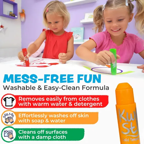 Miniatura 4 de Barras de pintura de témpera sólida Kwik Stix, 24 colores, barras de pintura lavables para niños, no tóxicas, de secado rápido, libres de alérgenos