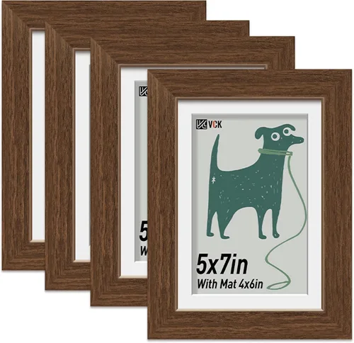 Miniatura 27 de VCK Portarretratos de 5 x 7 pulgadas, 4 unidades, marco de madera negra, vidrio templado, para fotos de 4 x 6 pulgadas con paspartú o 5 x 7 sin