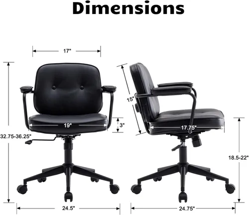 Miniatura 2 de HEAH-YO Juego de 1 sillas de escritorio modernas sin brazos, silla giratoria para computadora con ruedas y reposabrazos, silla de oficina ajustable