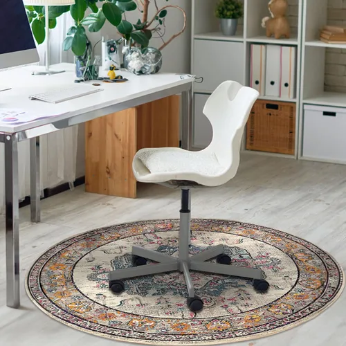 Miniatura 10 de Tapete para silla de oficina para suelo de madera, tapete vintage bohemio para silla rodante para computadora, con respaldo antideslizante, tapete