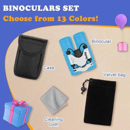 Miniatura 7 de Binoculares reales para niños. Regalos para niños de 3 a 12 años. Niños o niñas. Binoculares compactos de juguete de 8x21 con óptica de alta Azul