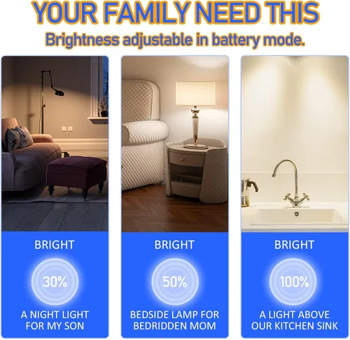 Miniatura 4 de Neporal LITE Bombillas de luz de emergencia recargables A19, se encienden hasta por 48 horas, bombilla de batería, bombilla LED E26 de 5000K, luces