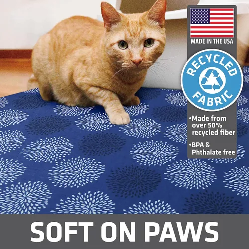 Miniatura 4 de Drymate - Tapete para gatos, contra desorden de caja de arena, a prueba de orina, absorbente/impermeable, 20 x 28 pulgadas, azul