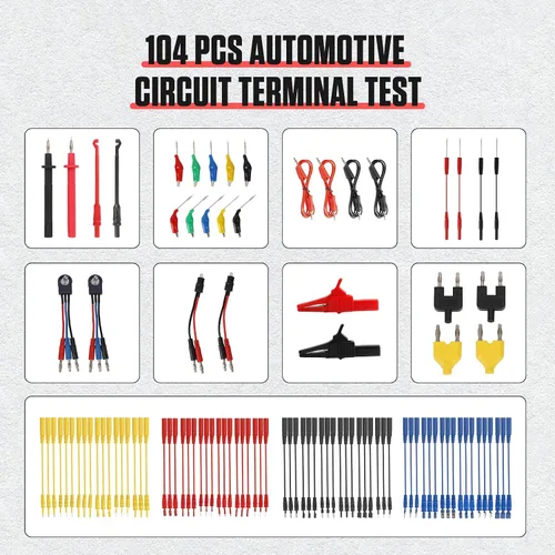 Miniatura 2 de BELEY Kit de cables de prueba automotriz de 104 piezas, kit de cables de prueba de multímetro de ruptura eléctrica con cables de multímetro, clips