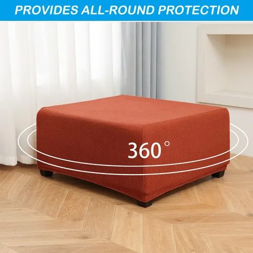 Miniatura 5 de OBCREAT Fundas otomanas, funda otomana de jacquard elástico, suave y gruesa, plegable, funda de almacenamiento rectangular para reposapiés con parte