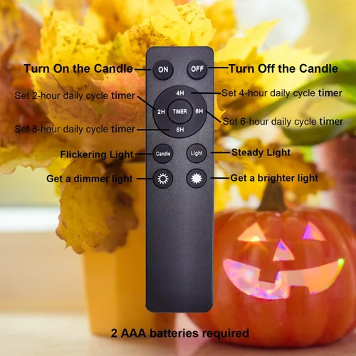 Miniatura 6 de iZAN Paquete de 3 luces LED de calabaza a pilas con control remoto y temporizador, juego de velas parpadeantes brillantes sin llama para decoración