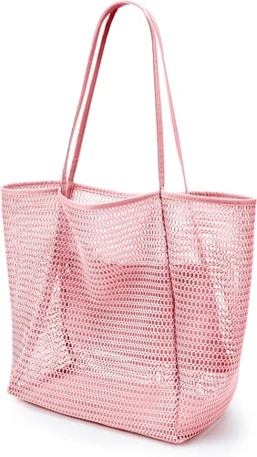 Miniatura 13 de KALIDI Bolso de Mano de Nylon de Playa con Malla, Bolso de Mano Casual Hobo para Mujer, Plegable, MAX 23L, Bolso de Hombro para Playa, Picnic