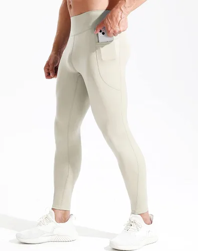 Miniatura 6 de NELEUS Pantalones de compresión de capa base para hombre, mallas de correr con bolsillo para teléfono