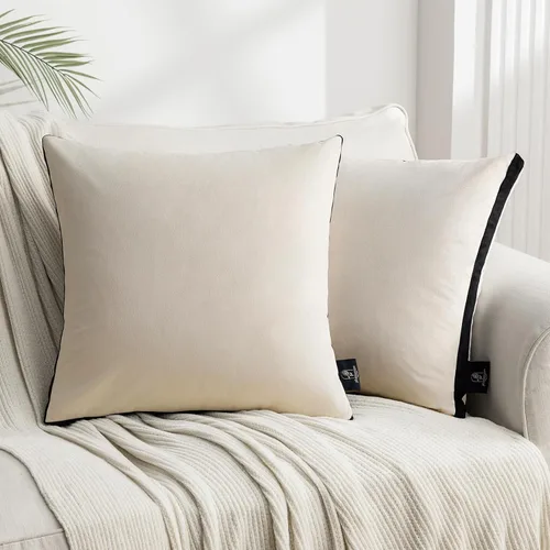 Miniatura 8 de Phantoscope Paquete de 2 fundas de almohada decorativas de terciopelo, diseño de borla de doble cara, fundas de cojín cuadradas de terciopelo
