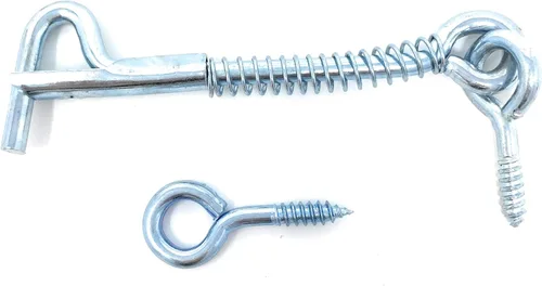 Miniatura 2 de Pestillo de seguridad con ojo y gancho [1861-2] Pack de 2- ALDABA o GANCHO con Cerrojo para cerrar puerta o Ventana (2)