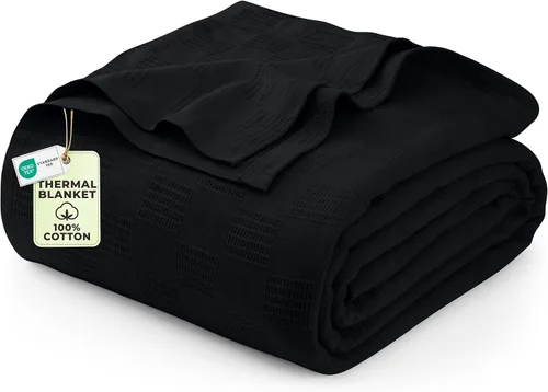 Utopia Bedding Manta térmica 100% algodón, suave, ligera, transpirable, acogedora manta de primavera y verano para cama, decoración del hogar,