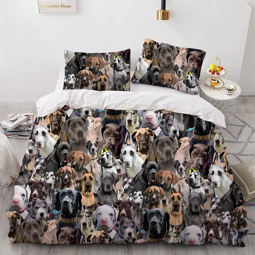 Miniatura 9 de Airedale Terrier - Juego de funda de edredón con estampado de cara de perro, juego de ropa de cama de 3 piezas, juego de funda de edredón suave
