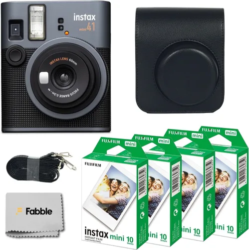 Fujifilm Instax Mini 41 Paquete de cámara de película instantánea con estuche Groovy para Fuji Instax Mini 41, película de paquete doble (40 hojas)