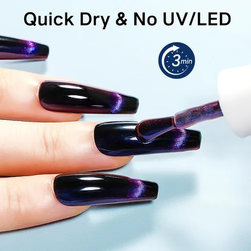 Miniatura 5 de MIZHSE Esmalte de uñas de ojo de gato 9D de secado rápido, sin gel, esmalte de uñas magnético azul-violeta con imán, secado al aire rápido, esmalte