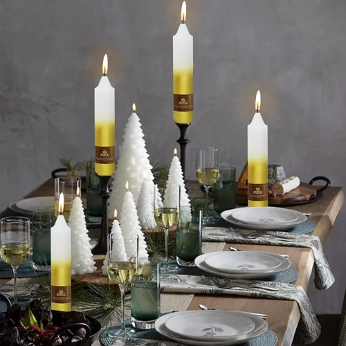 Miniatura 24 de Velas en espiral de Navidad, velas cónicas doradas, 10 pulgadas, sin perfume, para regalo de invierno, vacaciones, Navidad, decoración del hogar