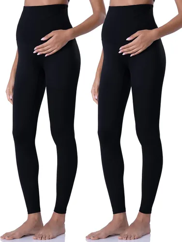 POSHDIVAH - Mallas de maternidad, para usar sobre el vientre, pantalones de yoga para el embarazo, para entrenamiento activo
