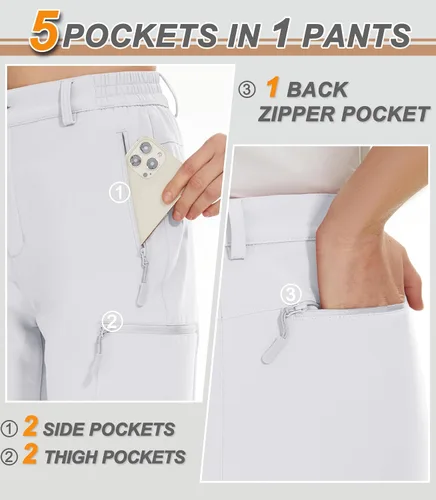Miniatura 6 de MAGCOMSEN Pantalones de invierno impermeables con forro polar para mujer, para esquí, senderismo, pantalones de invierno softshell con aislamiento