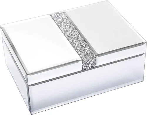 Miniatura 8 de Joyero grande de cristal con diamantes de imitación organizador de joyas caja decorativa para mujeres y niñas regalo lujoso