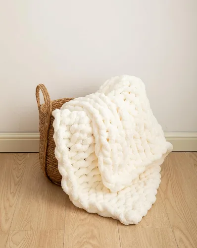 Miniatura 12 de Manta de punto de felpilla gruesa con 14 piezas con pompones, súper suave, acogedora y cálida, para sofá y cama, sofá suave, 50 x 60 pulgadas