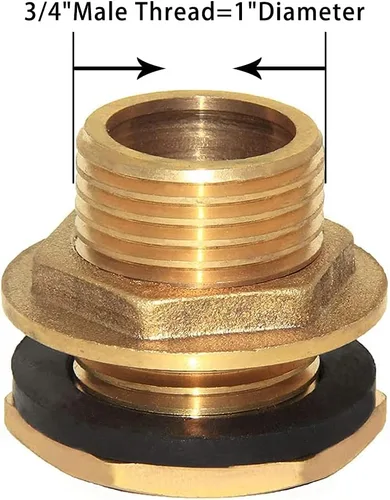 Miniatura 2 de Joywayus 3/4" conector macho de rosca de latón para tanque de agua con accesorio de mamparo de tanque y anillo de goma para estabilizarlo
