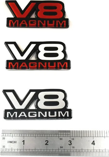 Miniatura 5 de 1 emblema V8 Magnum para puerta de guardabarros, placa de identificación 3D, logotipo 1500 Van apto para 94-01 Magnum (cromado)