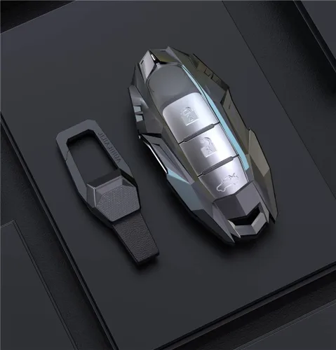 Miniatura 4 de Funda de metal para llavero Nissan Altima Maxima Armada Rogue Leaf Sentra GT-R 370Z para Infiniti G25 G35 Q40 Q60 Gris