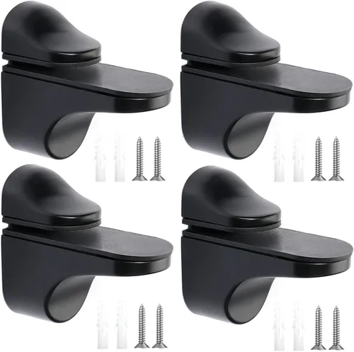 Miniatura 10 de Soporte de pared ajustable para estante de madera/vidrio, negro, paquete de 2