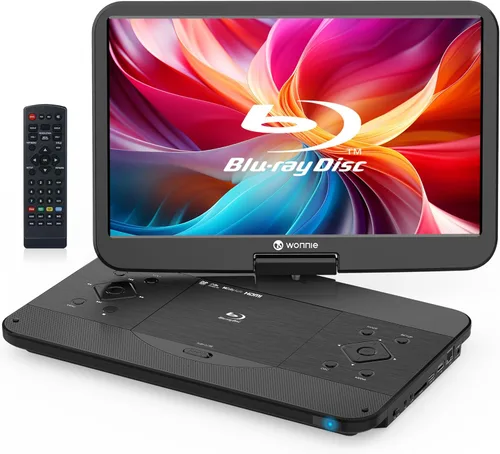 Miniatura 8 de WONNIE Reproductor Blu Ray portátil de 16.9 pulgadas con pantalla giratoria grande Full HD de 14.1 pulgadas 1080P, reproductor de DVD Blu-ray