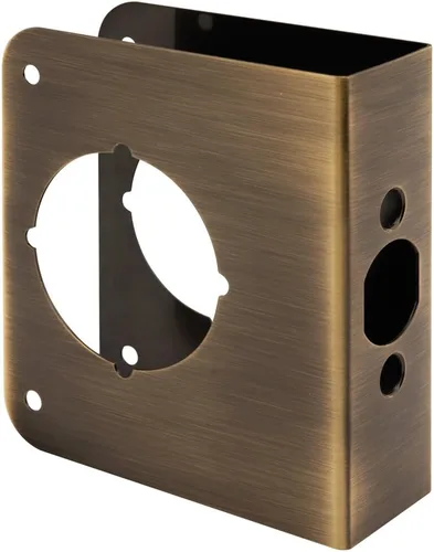 Miniatura 4 de Prime-Line U 9573 - Placa de refuerzo de puerta y cerradura de latón para puertas de 1-3/4 pulgadas de grosor, acabado de latón antiguo