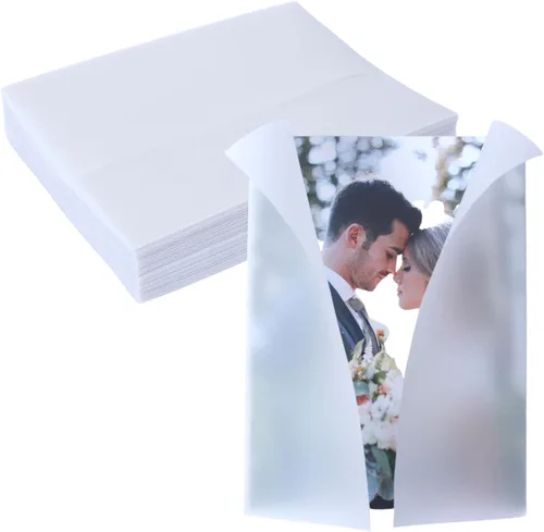 Paquete de 50 chaquetas de vellum preplegadas para invitaciones de 5 x 7 pulgadas, papel de calco de vitela translúcido para invitaciones de boda,