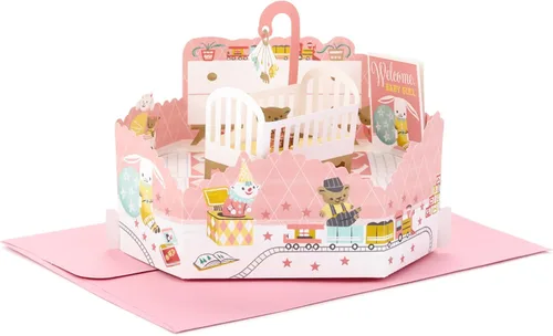 Miniatura 7 de Hallmark Paper Wonder - Tarjeta desplegable para bebé niña (globos rosados) para baby shower, padres primerizos, felicitaciones